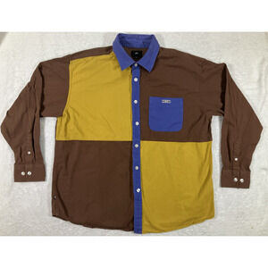 Vintage OBEY Worldwide Colorblock Shirt Mens Long Sleeve Size Large Button Down